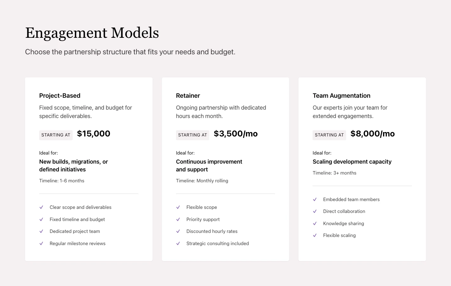 Features Pricing